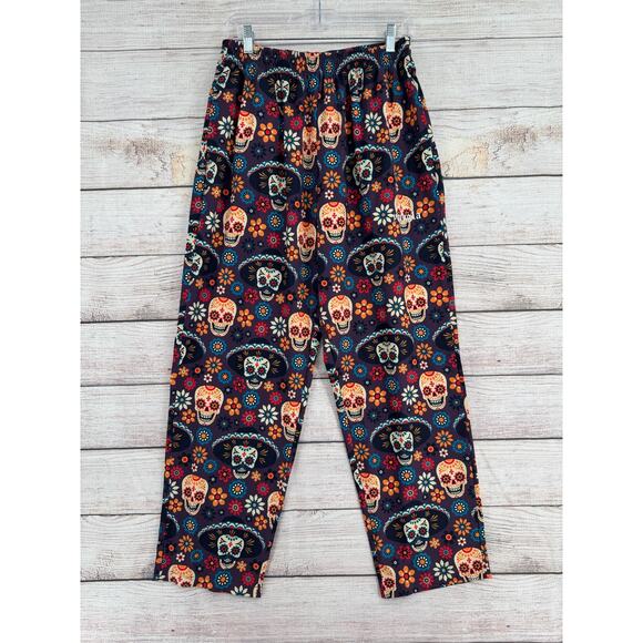 YoungLA Dia De Los Muertos Pull On Lounge Pants Womens Medium Purple Orange - Picture 1 of 14